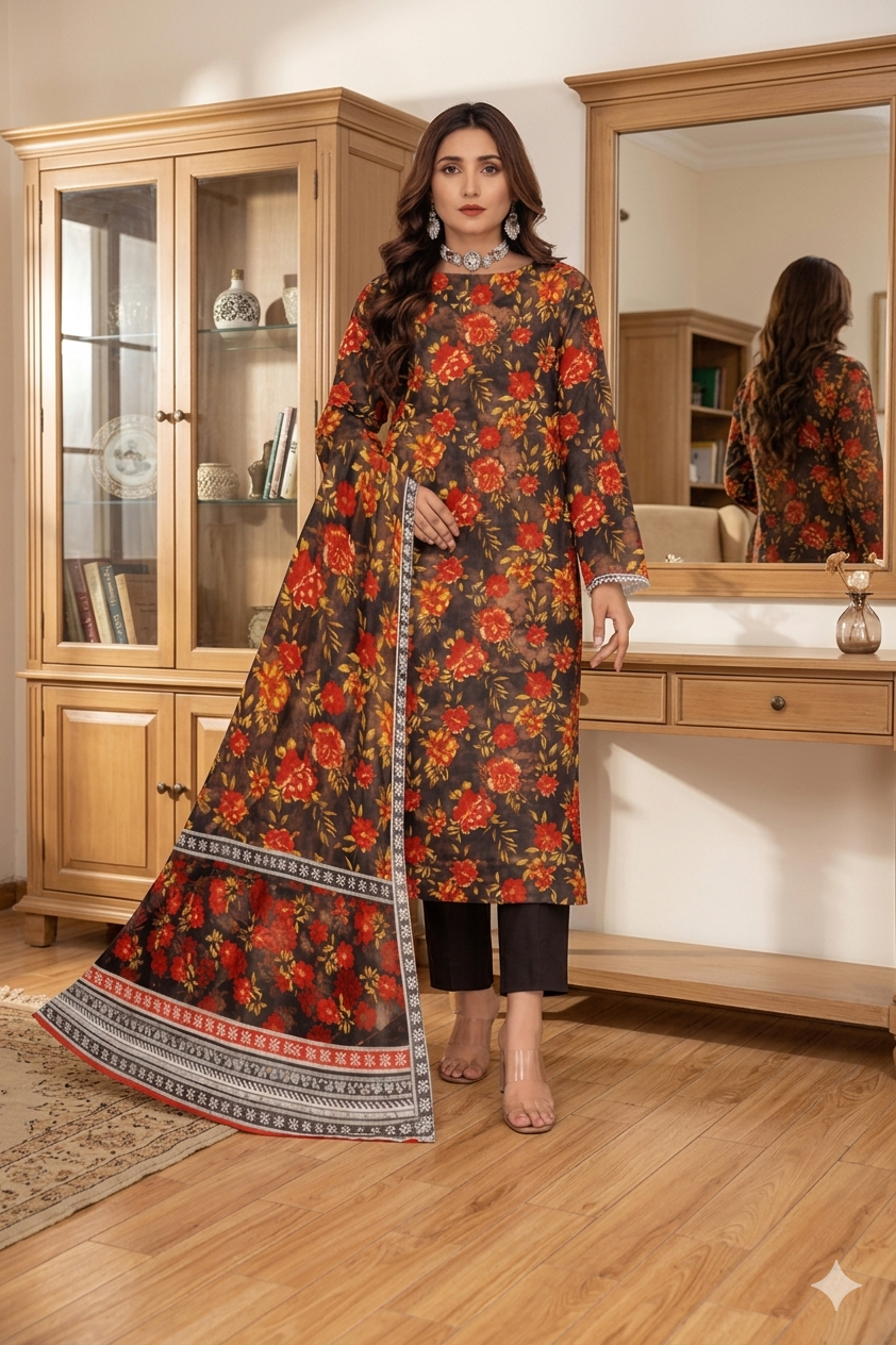3 Piece Lawn Suit-Printed - Summer Collection