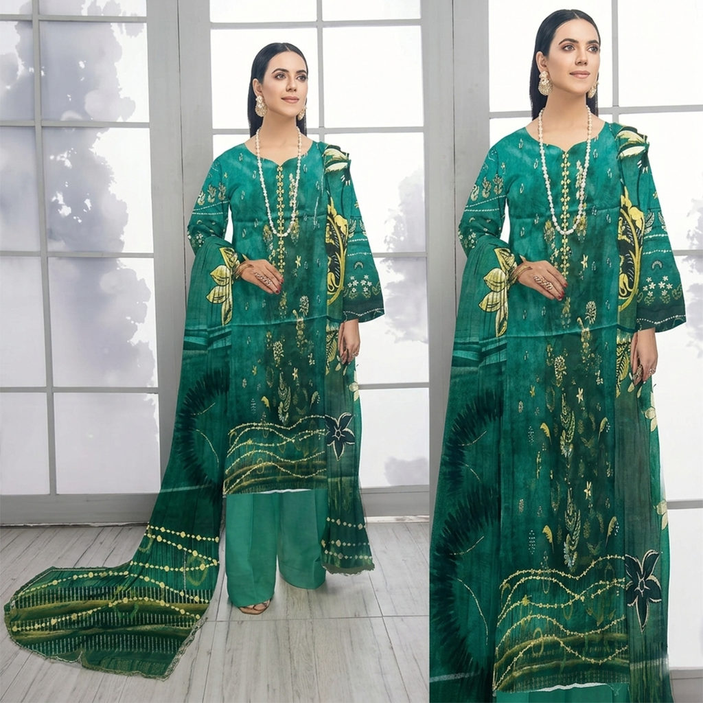 green_embroidered_traditional_outfit_by_Sapphire 3 pcs
